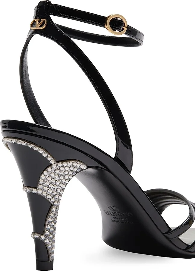 Women's Ladycrush 85MM Patent Leather Sandals with Crystals - Black - Size 9 - Image 2