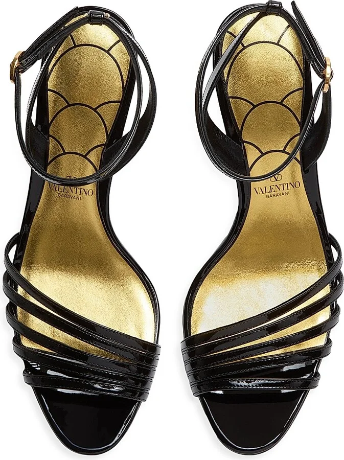 Women's Ladycrush 85MM Patent Leather Sandals with Crystals - Black - Size 9 - Image 6