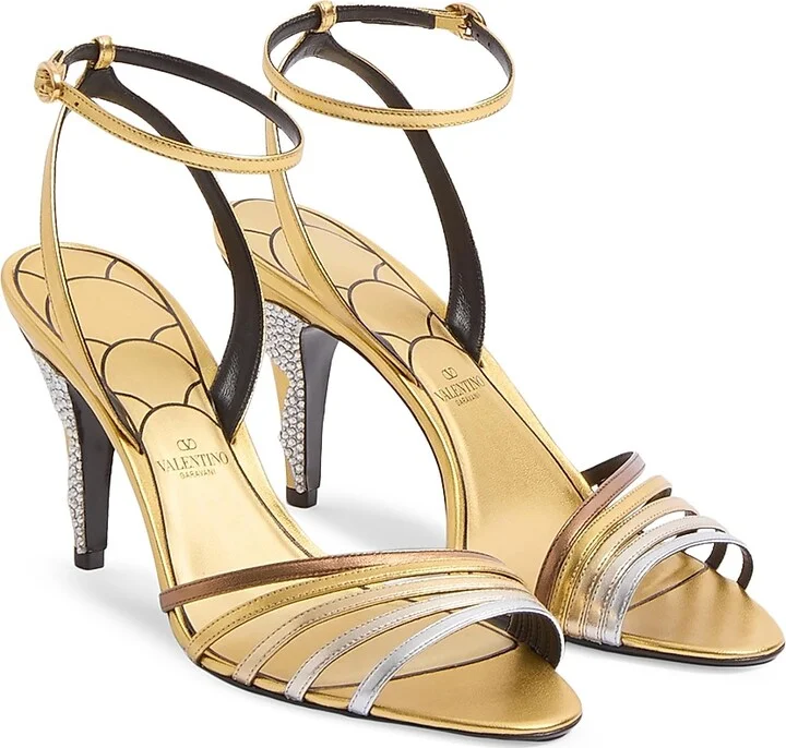 Women's Ladycrush 85MM Sandals in Laminated Nappa with Crystals - Multicolored - Size 9 - Image 2