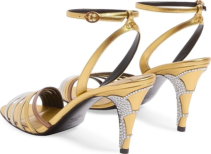 Women's Ladycrush 85MM Sandals in Laminated Nappa with Crystals - Multicolored - Size 9 - Image 3