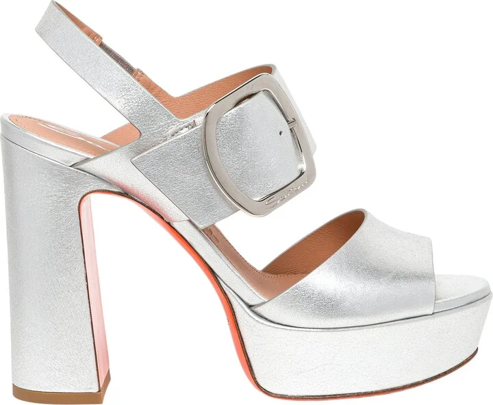 Women's laminated leather high-heel sandal
