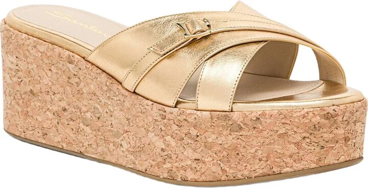 Women's laminated leather wedge