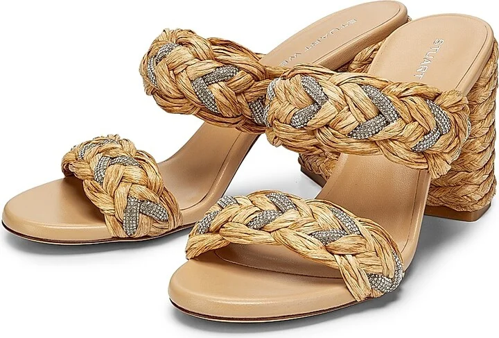 Women's Lana 85MM Embellished Raffia Block-Heel Sandals - Natural - Size 10 - Image 2