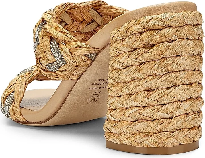 Women's Lana 85MM Embellished Raffia Block-Heel Sandals - Natural - Size 10 - Image 3