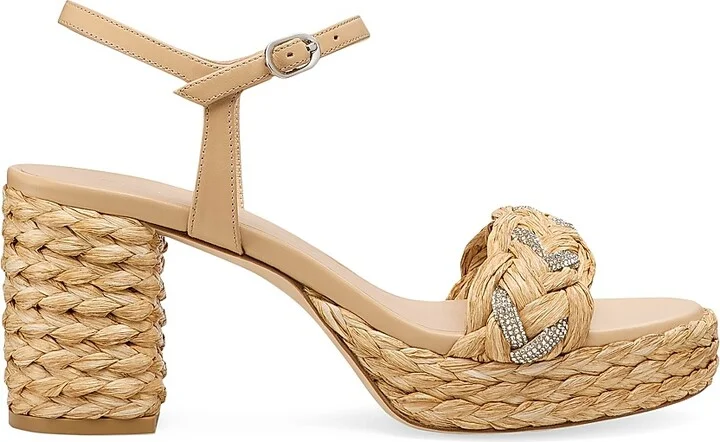 Women's Lana Raffia 80MM Platform Sandals - Natural Tonal - Size 10