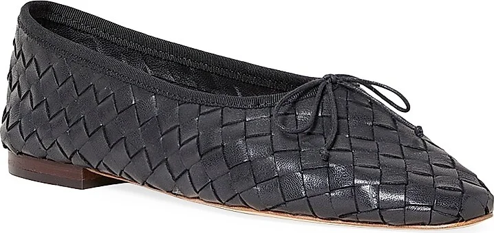 Women's Landrey Woven Leather Ballet Flats - Black - Size 10 - Image 2