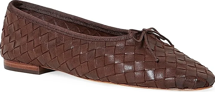 Women's Landrey Woven Leather Ballet Flats - Black - Size 10 - Image 3
