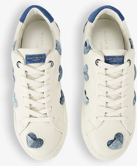 Womens Lane Love Denim-Heart Leather Low-Top Trainers Eur 39 / 6 Uk Women - Image 2