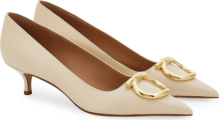Women's Lara 40MM Gancini Leather Pumps - Mascarpone - Size 7 - Image 2