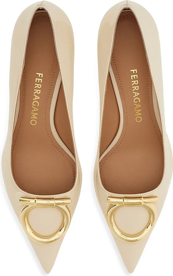 Women's Lara 40MM Gancini Leather Pumps - Mascarpone - Size 7 - Image 4