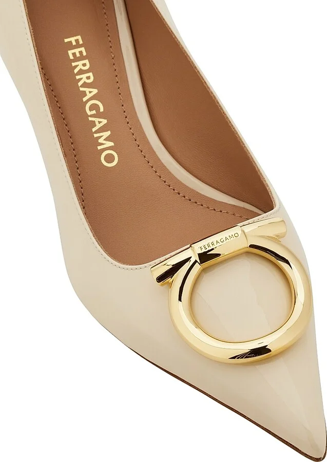 Women's Lara 40MM Gancini Leather Pumps - Mascarpone - Size 7 - Image 5