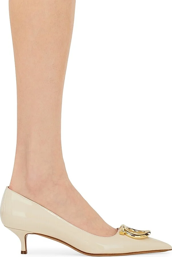 Women's Lara 40MM Gancini Leather Pumps - Mascarpone - Size 7 - Image 7