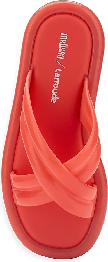 Women's Larroude x Melissa Cali Cross-Strap Slides - Coral - Size 5 Sandals - Image 5