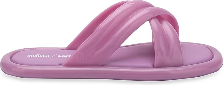 Women's Larroude x Melissa Cali Cross-Strap Slides - Coral - Size 5 Sandals - Image 10