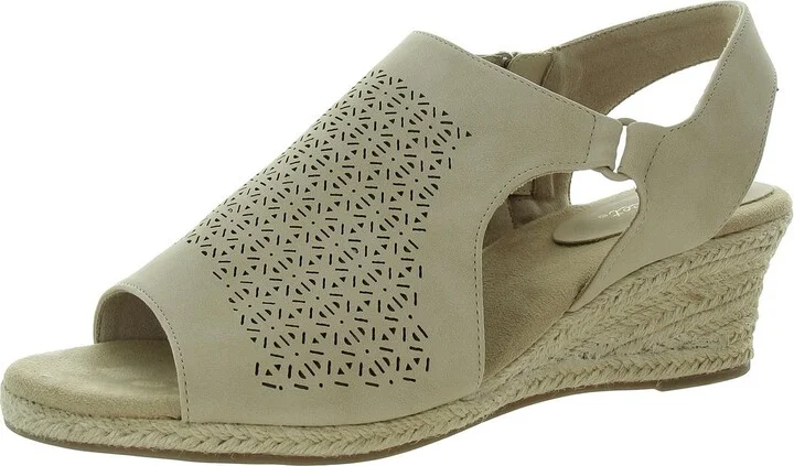 Womens Laser Cut Faux Leather Ankle Strap