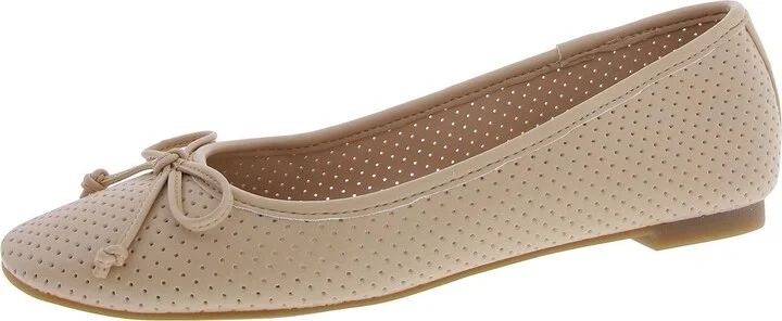 Womens Laser Cut Faux Leather Ballet Flats