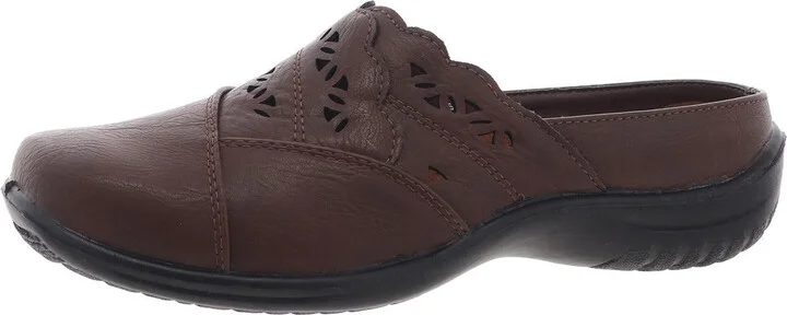 Womens Laser Cut Faux Leather Mules