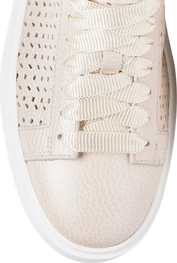 Women's Laser Cut Low-Top Sneakers - Beige - Size 5.5 - Image 3