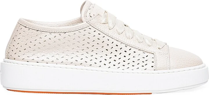 Women's Laser Cut Low-Top Sneakers - Beige - Size 5.5