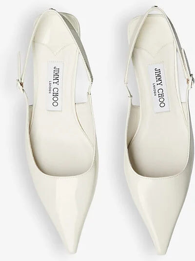 Womens Latte Amel Pointed-Toe Sling-Back Patent-Leather Heeled Courts Eur 40.5 / 7.5 Uk Women - Image 2