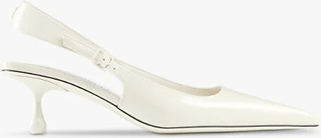 Womens Latte Amel Pointed-Toe Sling-Back Patent-Leather Heeled Courts Eur 40.5 / 7.5 Uk Women