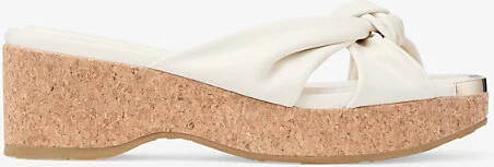 Womens Latte Avenue Knot-Embellished Leather Wedge Sandals Eur 36.5 / 3.5 Uk Women