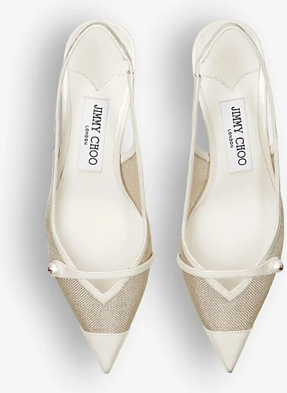 Womens Latte/Champagne Amita 45 Leather and Mesh Slingback Heels Eur 34 / 1 Uk Women - Image 2