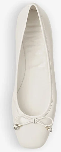 Womens Latte Elme Bow-Embellished Leather Ballet Flats Eur 41 / 8 Uk Women - Image 2