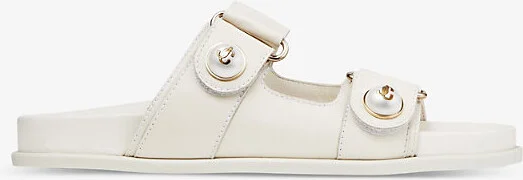 Womens Latte Fayence Pearl-Embellished Leather Sandals Eur 37.5 / 4.5 Uk Women