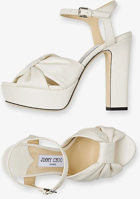 Womens Latte Heloise 120 Knotted-Strap Leather Platform Heels Eur 42/ 9 Uk Women - Image 2