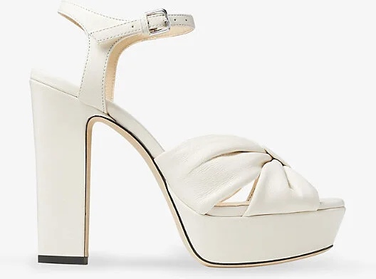Womens Latte Heloise 120 Knotted-Strap Leather Platform Heels Eur 42/ 9 Uk Women