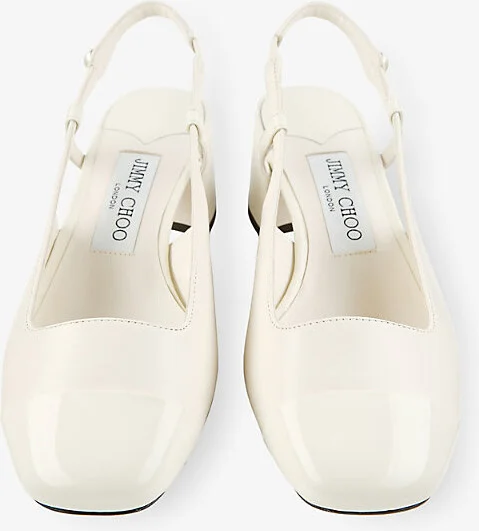 Womens Latte/Latte Elisa 45 Leather and Patent-Leather Slingback Courts Eur 37 / 4 Uk Women - Image 2