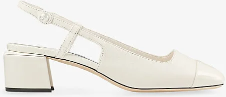 Womens Latte/Latte Elisa 45 Leather and Patent-Leather Slingback Courts Eur 37 / 4 Uk Women
