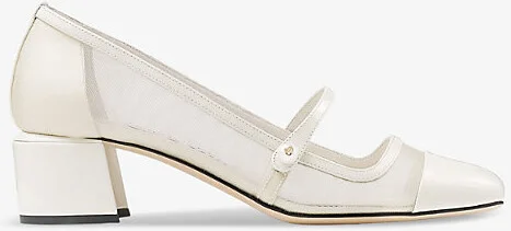 Womens Latte/Latte Elisa 45 Mesh and Patent-Leather Heeled Courts Eur 34.5 / 1.5 Uk Women