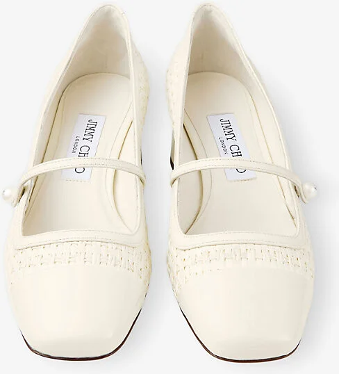 Womens Latte/Latte Elisa 45 Patent Leather and Raffia Pumps Eur 40 / 7 Uk Women - Image 2