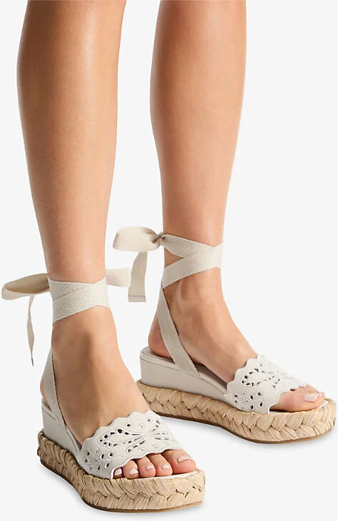 Womens Latte/Natural Arlee Wedge 60 Leather and Canvas Wedge Sandals Eur 42/ 9 Uk Women - Image 2