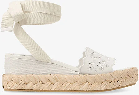 Womens Latte/Natural Arlee Wedge 60 Leather and Canvas Wedge Sandals Eur 42/ 9 Uk Women