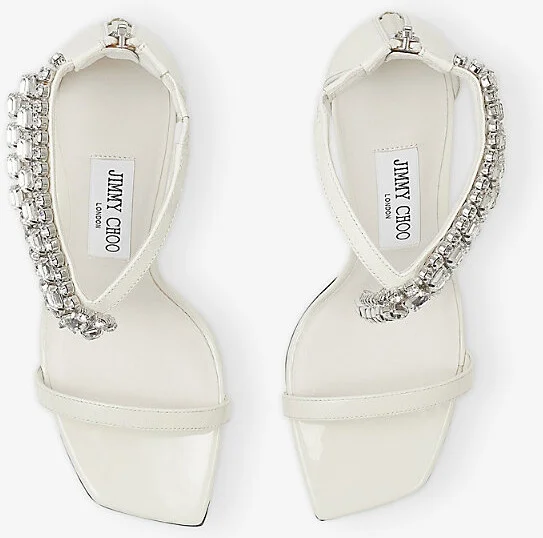 Womens Latte Verity 100 Crystal-Embellished Patent-Leather Heeled Sandals Eur 41.5 / 8.5 Uk Women - Image 2