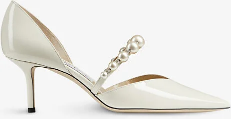 Womens Latte/White Aurelie 65 Pearl-Embellished Patent-Leather Courts Eur 38.5 / 5.5 Uk Women