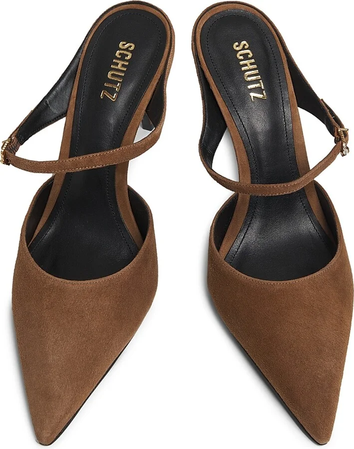 Women's Laura 75MM Suede Mules - Dark Caramel - Size 6.5 - Image 4
