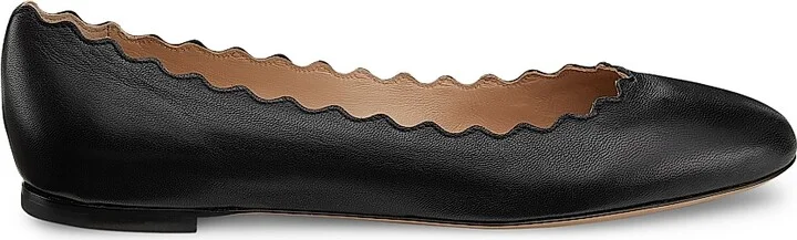 Women's Lauren Leather Ballet Flats - Black - Size 5