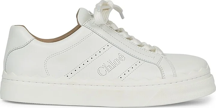 Women's Lauren Leather Low-Top Sneakers - White - Size 5