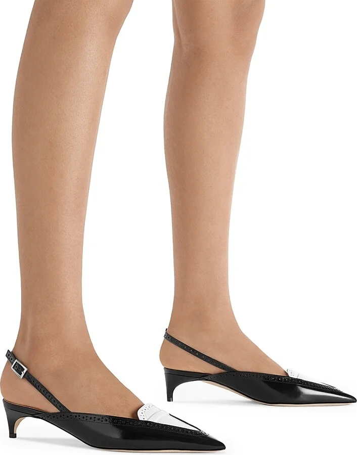 Women's Laurie 40MM Brushed Leather Slingback Pumps - Black - Size 11 - Image 5