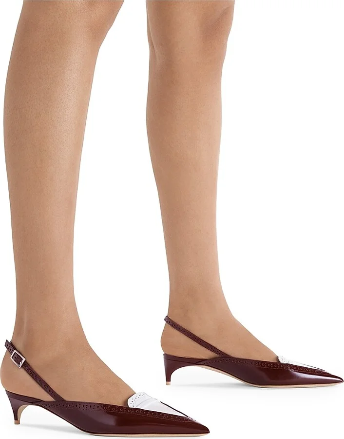 Women's Laurie 40MM Brushed Leather Slingback Pumps - Black - Size 11 - Image 9