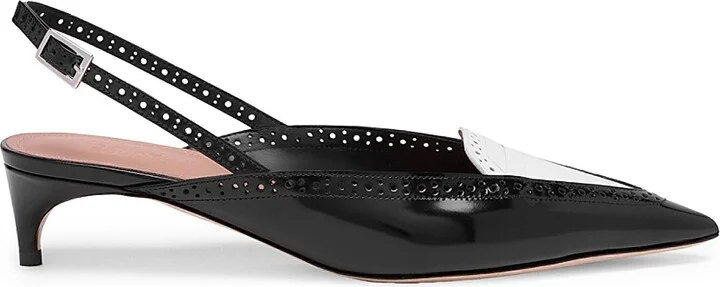 Women's Laurie 40MM Brushed Leather Slingback Pumps - Black - Size 11