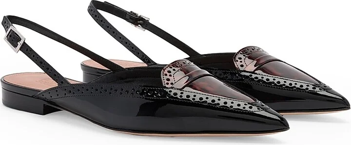 Women's Laurie Patent Leather Slingback Flats - Black Brown - Size 11 - Image 2