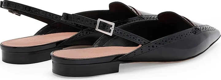 Women's Laurie Patent Leather Slingback Flats - Black Brown - Size 11 - Image 3
