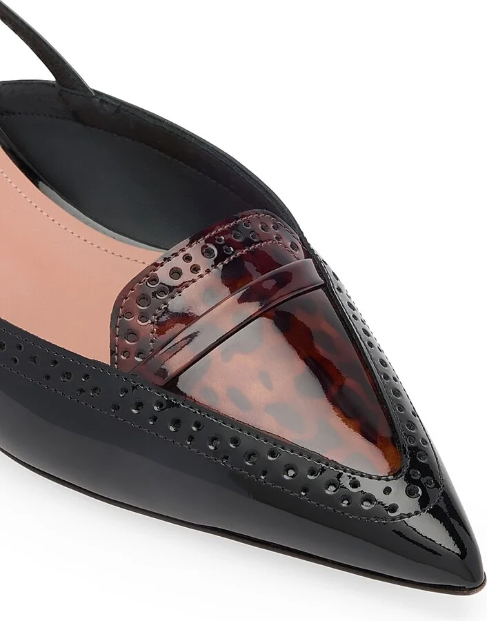 Women's Laurie Patent Leather Slingback Flats - Black Brown - Size 11 - Image 4
