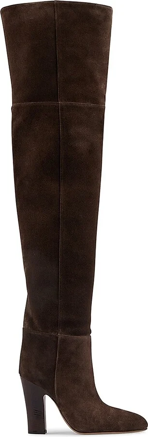 Women's Lavinia 100MM Suede Over-the-Knee Boots - Ebano - Size 7