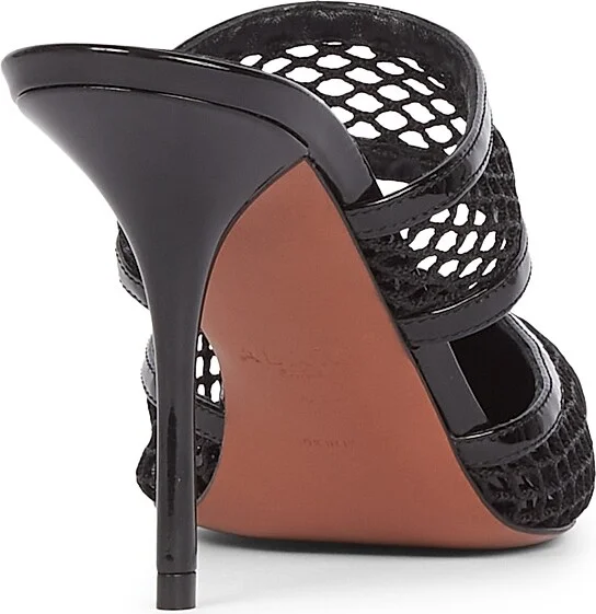 Women's Le Coeur 90MM Patent Leather & Mesh Mules - Black - Size 6 - Image 3